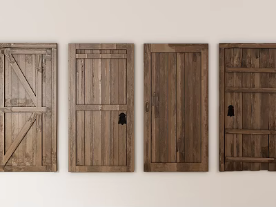Solid Wood Hinged Doors With Different Panel Designs For Home Interior Use 3d model