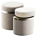 Modern Beige Shoe Stools With Padded Seats And Metal Trim For Home Entryway