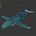 3D Rendered Blue Aquatic Animal Whale With Shiny Reflective Surface On Dark Background