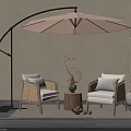 Rattan Outdoor Chairs With Cushioned Seats And Umbrella For Garden Decor