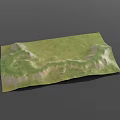 Scenic Mountainous Landscape Model With Green Grass And White Rocky Areas