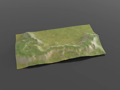 Scenic Mountainous Landscape Model With Green Grass And White Rocky Areas 3d model