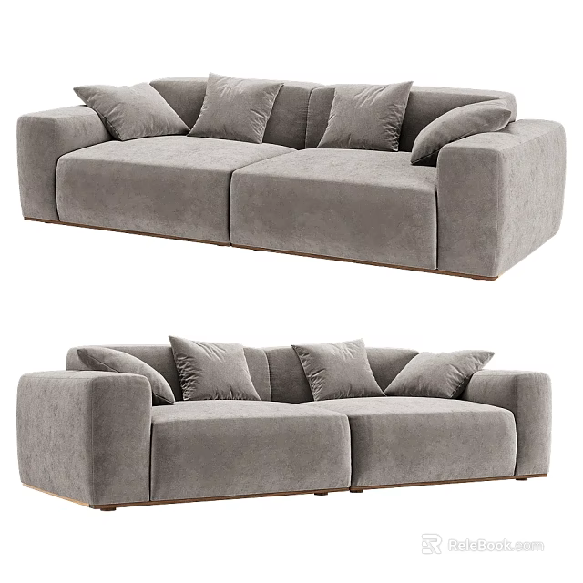Gray Modern Leisure Sofa With Multiple Soft Cushions And Comfortable Design 3d model
