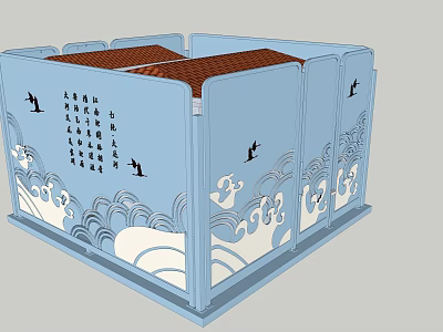 Industrial Protective Barrier Equipment Featuring Blue Frame Wave Pattern And Bird Design 3d model