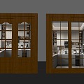 Kitchen solid wood sliding door custom kitchen sliding door balcony sliding wooden door partition paint door 3d model