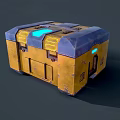 Vintage Yellow And Blue Box With Worn Texture And Metal Latches