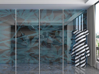 Modern Interior Wall Paneling With Geometric Pattern And Stylish Decor Elements 3d model