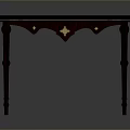 Elegant Long Dark Dining Table Featuring Gold Trim Circular Centerpiece And Wooden Legs