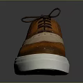 Brown Casual Brogue Shoes With Leather Upper Black Laces And White Sole
