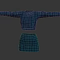 Stylish Blue Cropped Top And Fitted Skirt Two Piece Outfit With Textured Fabric