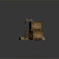 Weapon Storage Setup With Wooden Crates Metal Barrels On Dirt Ground Surface