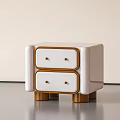 Stylish Modern White Nightstand With Two Drawers Brown Trim And Wooden Legs Design
