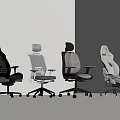 Modern Office Chairs With Adjustable Backrest And Wheel Base In Various Colors 3d model
