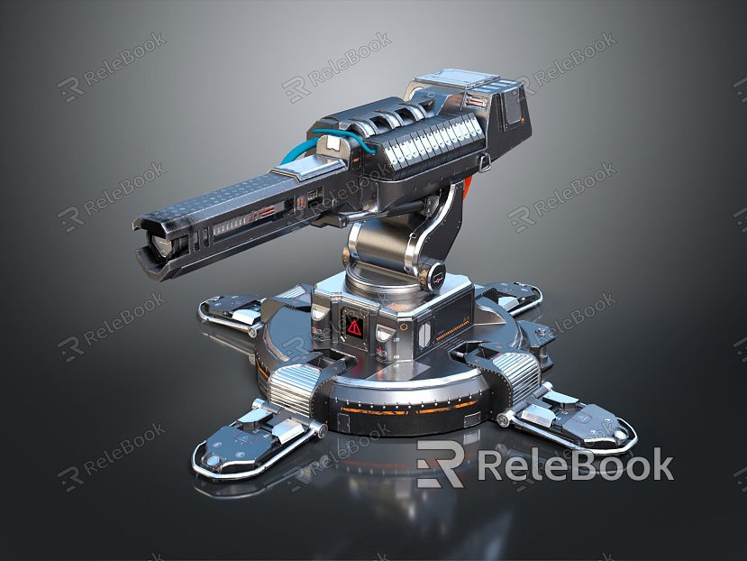 Modern laser tower turret turntable sci-fi tower defense model