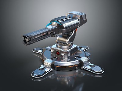 Modern laser tower turret turntable sci-fi tower defense 3d model