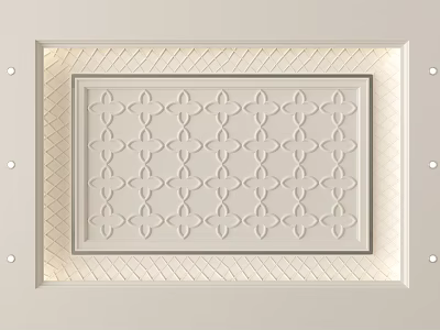 Intricate Ceiling Design With Geometric Patterns White Surface And Decorative Frame 3d model