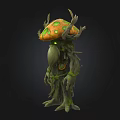Mushroom Inspired Game Movie Character Featuring Antler Like Horns And Green Glowing Eyes