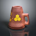Brown Ceramic Mug With Yellow Bee And Honeycomb Patterns For Home Kitchen Use