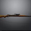 Classic Bolt Action Rifle With Wooden Stock Metal Barrel And Scope