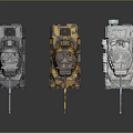 Three Military Tanks With Urban Desert And Snow Camouflage Designs