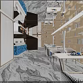 Luxury Modern Public Toilet With Double Wash Basins And Gradient Ambient Lighting Interior Design