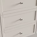Sleek Silver Drawer Pulls On Modern White Drawers With Minimalist Design 3d model