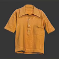 Yellow Short Sleeved Polo Shirt With Collar Buttons And Chest Pocket