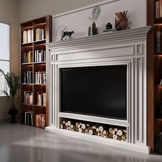 French Fireplace Decorative Fireplace TV Background 3d model