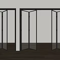 Modern Folding Doors With Ribbed Glass And Black Frames For Interior Space 3d model