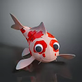 Cute Red And White Koi Fish With Large Round Eyes In Cartoon Style Design