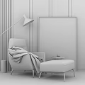 Light Luxury Single Sofa 3d model