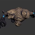 Stone Elemental Creature With Glowing Blue Patterns For Game Movie Character 3d model