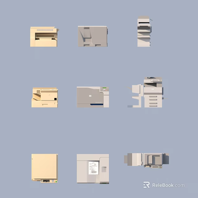 Essential Office Appliances Featuring Printers Copiers Scanners And Multifunction Devices For Workplace 3d model