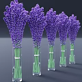 Transparent Vases With Purple Lavender Bouquets And Green Stems Decorative Arrangement