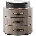 Wooden Nightstand With Three Drawers Black And Gold Handles And Black Top