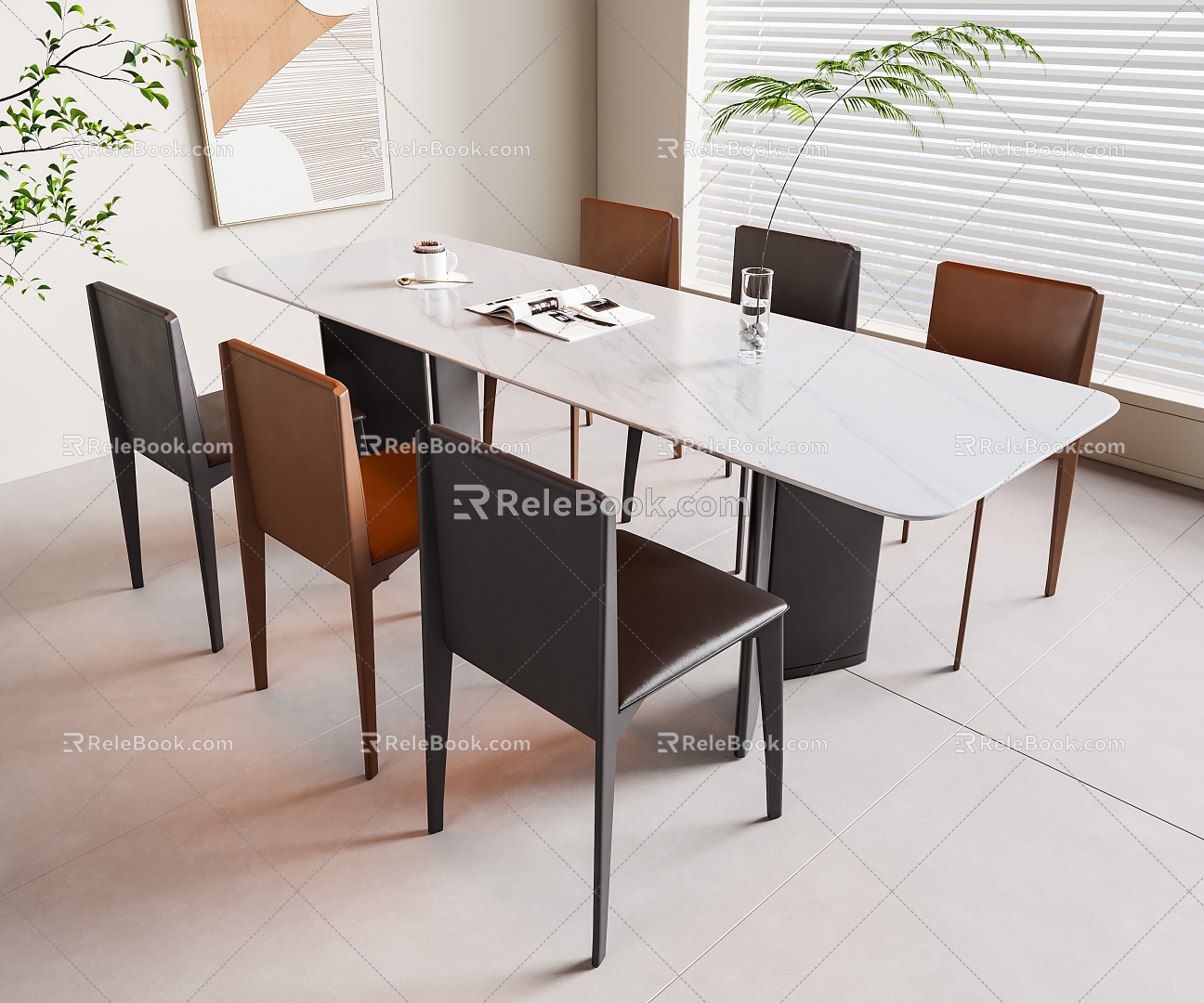 Modern Dining Table and Chair 3d model