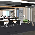 Modern Public Office Space With Open Layout Workstations Green Chairs Meeting Table And Natural Light