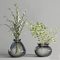 Decorative Glass Vases In Different Sizes Holding Various White Flowers And Fresh Greenery