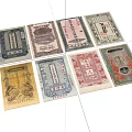 Vintage Antique Paper Notes Decorative Ornament Set With Chinese Characters And Retro Designs