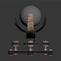 Mechanical Device With Silver Sphere On Black And Copper Metal Stand 3d model