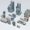 Modern Office Buildings With Various Architectural Designs And High Rise Structures 3d model