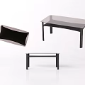 Modern Dining Table With Glass Top And Black Frame Modern Design Structure 3d model