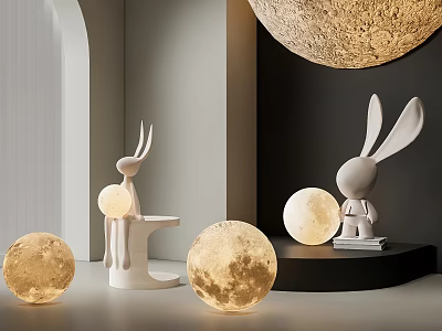 Modern moon lamp rabbit lamp moon lamp floor lamp wall lamp 3d model