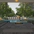 Modern Residential Landscape With Lush Trees Greenery Water Feature Flower Beds And Paved Area