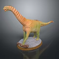 Realistic Dinosaur Model With Long Neck Orange Spots And Base 3d model