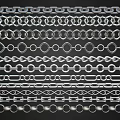 Various Metal Chain Designs With Different Link Patterns And Silver Finish 3d model