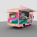 Pink Coffee Truck With Cartoon Patterns Awning And Serving Window Appliances