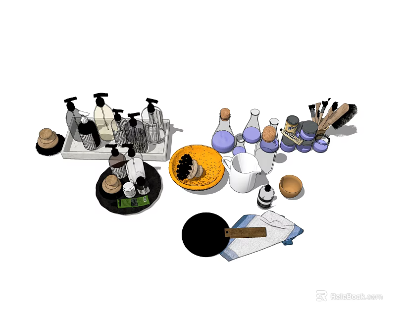 Essential Modern Bathroom Accessories With Soap Dispensers Toothbrush Holders And Trays 3d model 