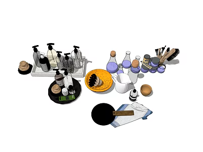 Essential Modern Bathroom Accessories With Soap Dispensers Toothbrush Holders And Trays 3d model
