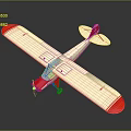 Small White and Red Airplane with Propeller Wings on Dark Background 3d model